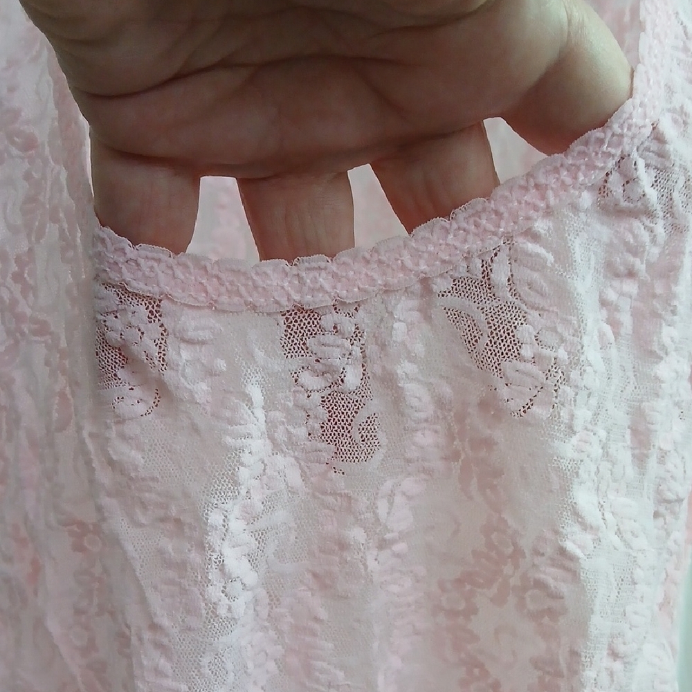 Vintage‎ Pink Floral Lace One Piece Bodysuit Size M Feminine Sheer - Picture 8 of 14